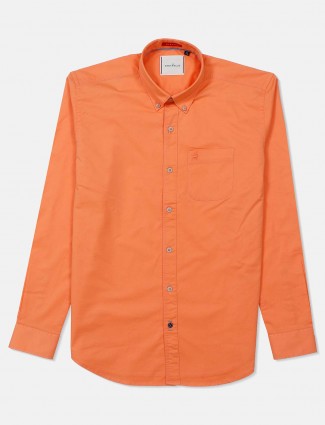 River Blue patch pocket solid orange shirt