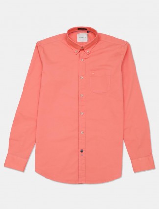 River Blue peach color solid shirt for mens