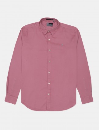 River Blue pink solid shirt for casaul wear