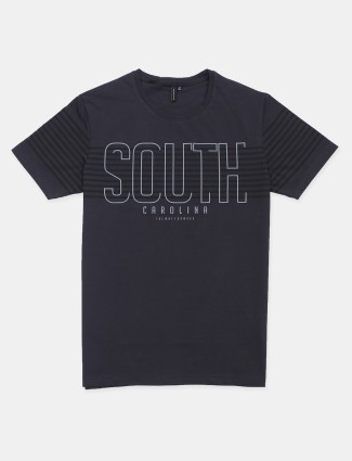 River Blue printed dark grey cotton tshirt 
