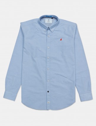 River Blue sky blue solid cotton mens shirt