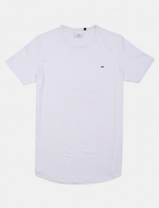 River Blue solid white cotton t-shirt for mens