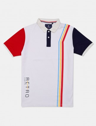 River Blue white stripe polo mens t-shirt