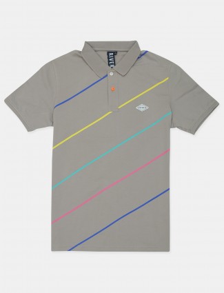 Riverblue stripe style grey shade cotton t-shirt