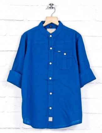 Ruff patch pocket royal blue shirt