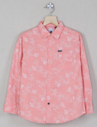 Ruff pink full buttoned placket printed shirt