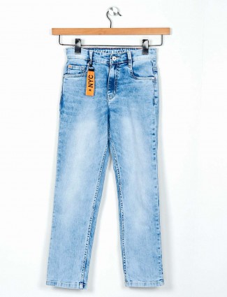 Ruff washed light blue slim fit jeans