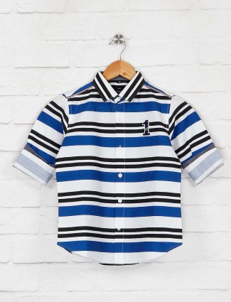 Ruff white and blue stripe cotton shirt