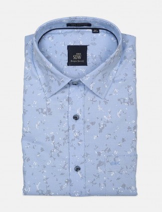 SDW printed pattern blue shirt