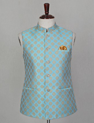 Sea green waistcoat in silk for party occasion