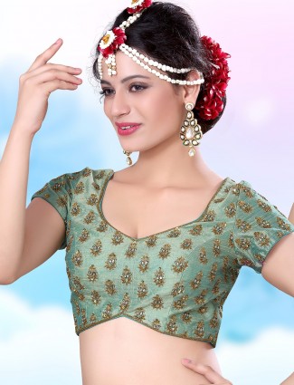 See green designer ready made blouse