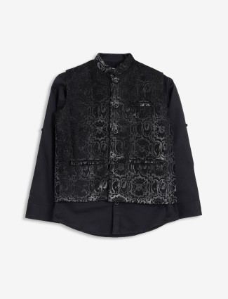 Silk black waistcoat with shirt