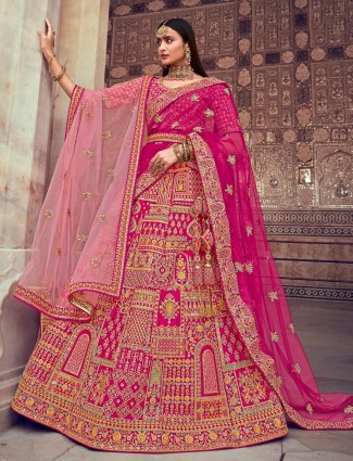 Silk designer lehenga choli for wedding events in magenta