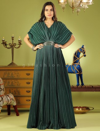Silk green gown for partywear