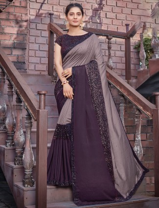 Silk mauve purple wedding occasions saree for gorgeous lady