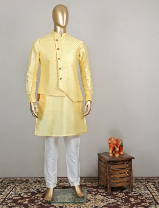 Silk yellow waistcoat set for wedding event