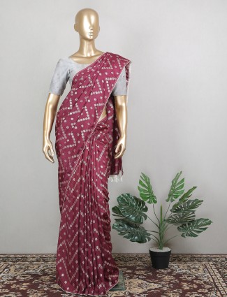 Simple wedding events maroon silk sari with zari details