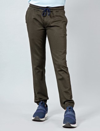 Sixth Element dark olive solid track pant