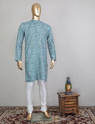 Sky blue cotton kurta pajama