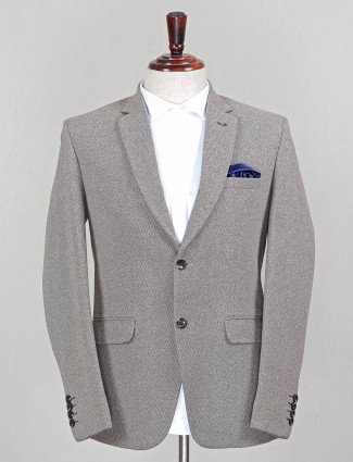 Solid grey terry rayon fabric blazer for mens