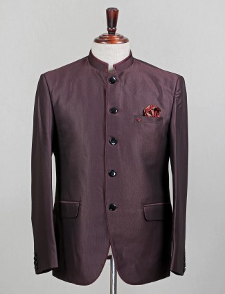 Solid purple terry rayon jodhpuri suit for party