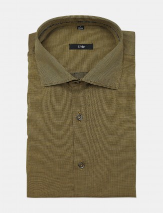 Solid style fete olive green shade cotton shirt