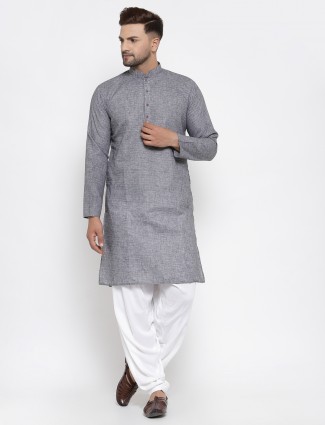 Solid style grey kurta salwar for festive sessions