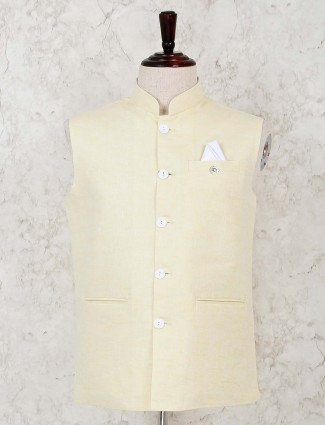 Solid yellow cotton linen waistcoat