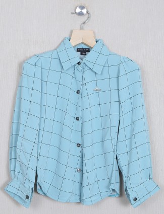 Stilomodo aqua hue chexs shirt in cotton