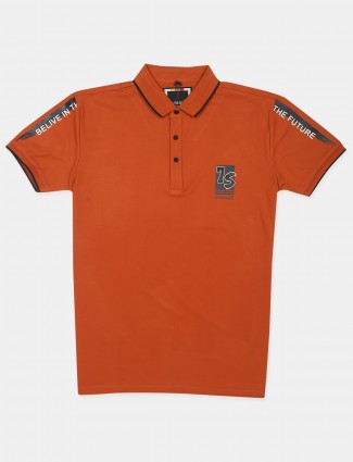 Stride orange printed cotton t-shirt for mens
