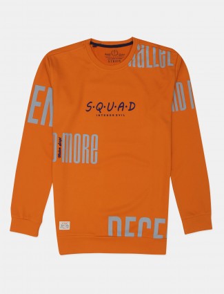 Stride orange printed cotton tshirt for mens