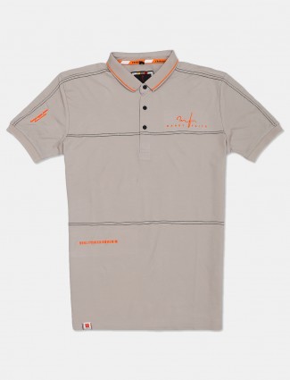 Stride solid beige polo t-shirt