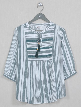 Stunning blue and white cotton stripe casual top