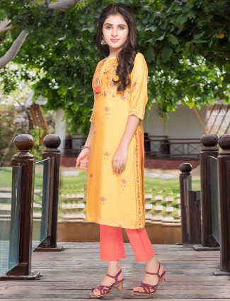 Stunning orange cotton silk festive wear salwar suit