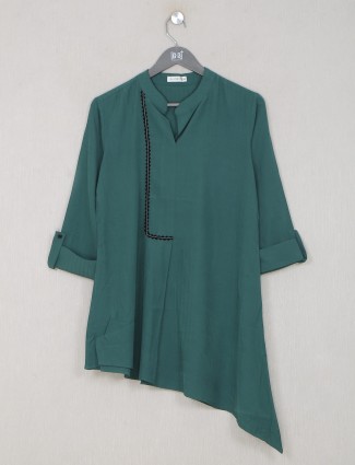 Stunning peacock green cotton casual wear top for women