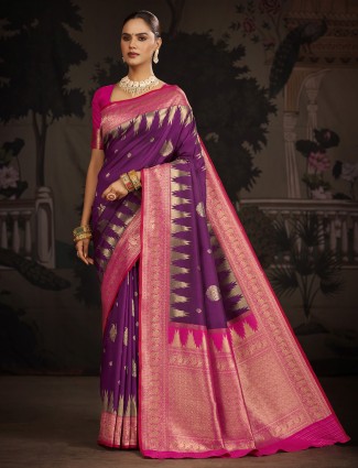 Stunning purple banarasi silk saree