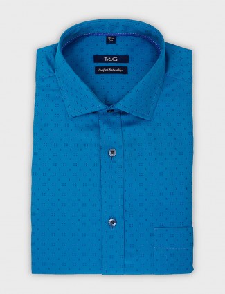 TAG blue hue printed slim fit shirt