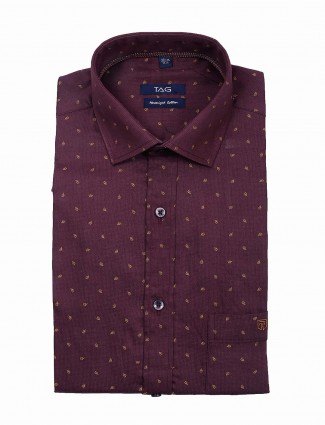 TAG printed pattern slim fit purple shirt