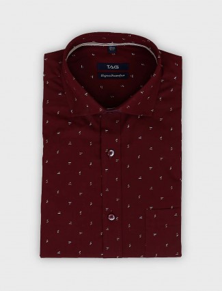TAG wine maroon printed pattern shirt