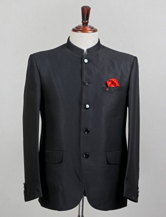 Terry rayon black party wear solid jodhpuri suit
