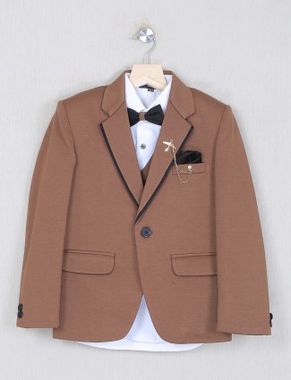 Terry rayon fabric light brown coat suit