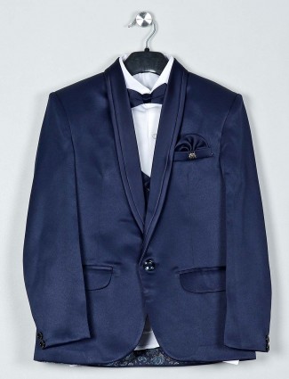 Terry rayon fabric navy hue tuxedo suit