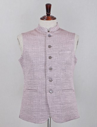 Textured pink silk waistcoat for mens
