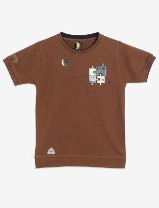 TIMBUKTU latest brown printed cotton t-shirt