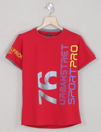 Timbuktu red cotton casual t-shirt for boys