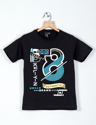 Timbuktuu black cotton printed casual t-shirt for boys