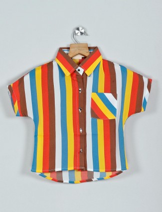 Tiny Girl brown and yellow stripe style cotton top