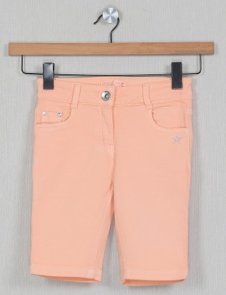 Tiny Girl peach solid shorts for girls