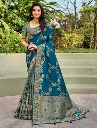 Traditional designer half and half saree for wedding