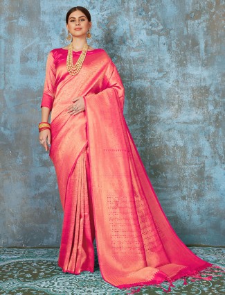Trending magenta kanjivaram silk saree for wedding